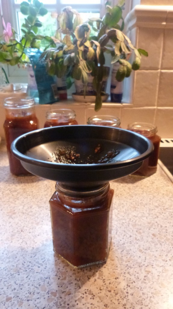 A funnel makes filling the jars far less messy